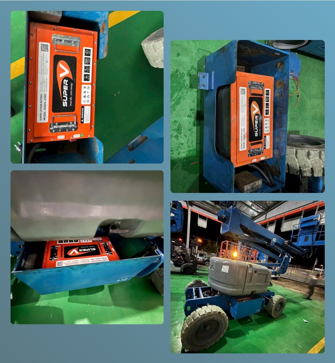 Thay Pin Lithium SuperV SVA24-230 cho xe Boom Lift